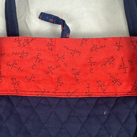 Handcrafted Quilted Tote Bag With Math & Script Patterns - Picture 5 of 7